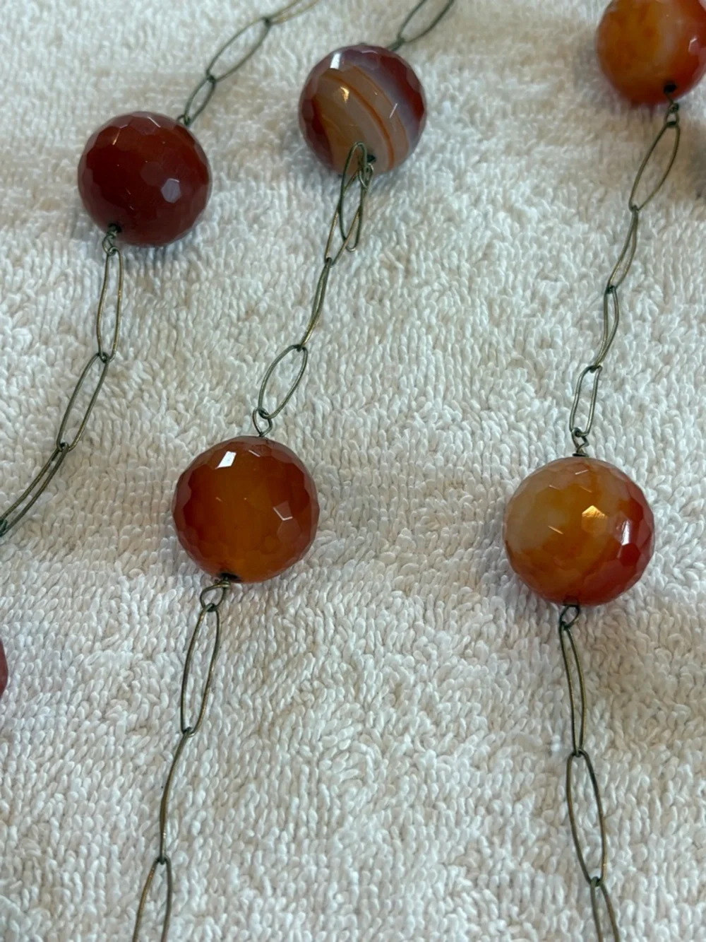 Vintage Carnelian Necklace Whiskey Brown Faceted Boho Chunky